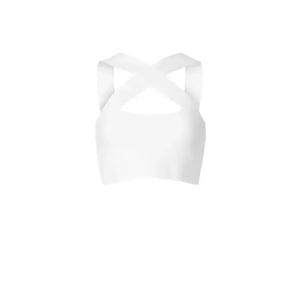 Herve by Herve Leger White Bandage Crisscross Sleeveless Crop Top Size Small - Picture 5 of 14